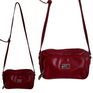 Y2K Red Faux Leather Crossbody Bag Handbag Alfred Sung Purse Basic Burgundy